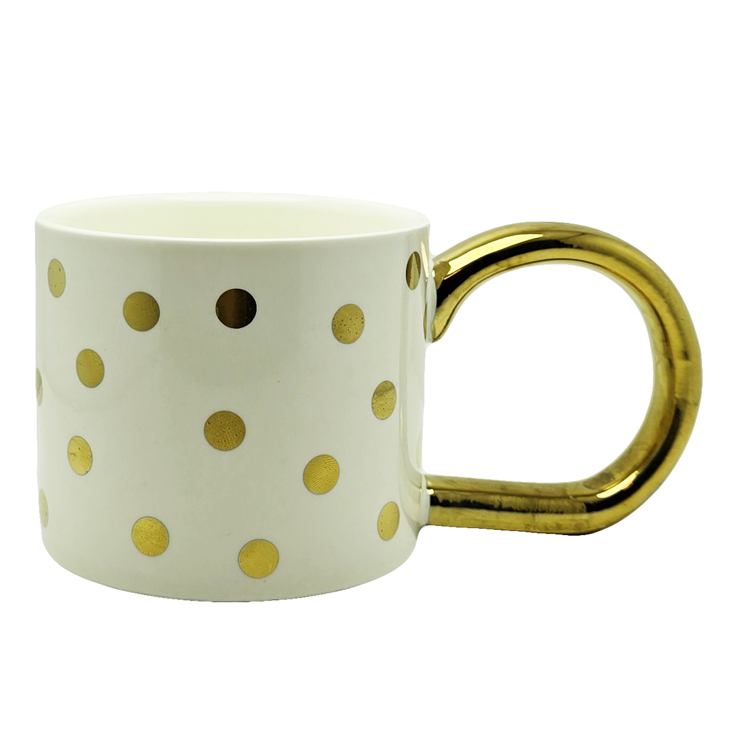 ماگ دسته بلند طرح خالدار طلایی