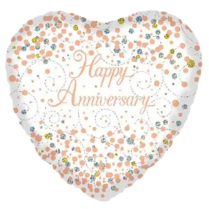 بادکنک فویلی قلب طرح happy anniversary
