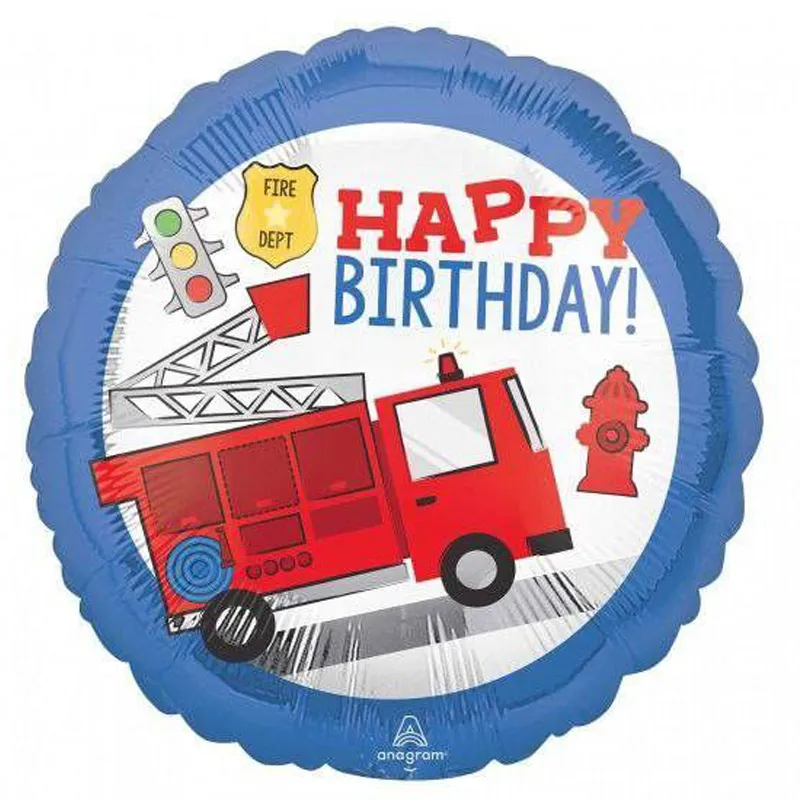 بادکنک فویلی گرد طرح happy birthday آتشنشان