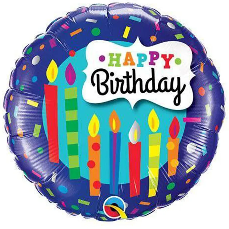 بادکنک فویلی گرد طرح شمع happy birthday (2)