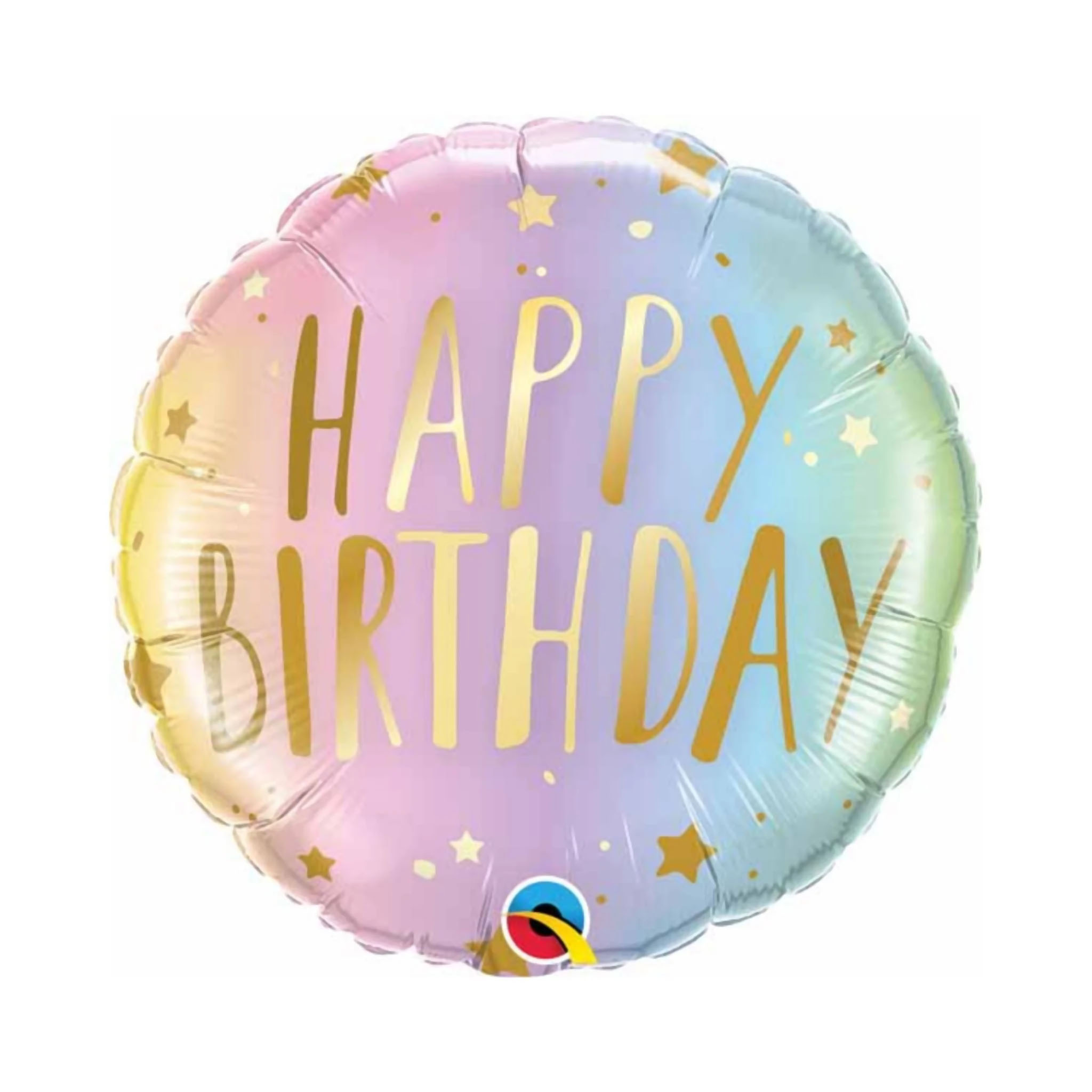 بادکنک فویلی گرد طرح هفت رنگ پاستلی طرح هپی