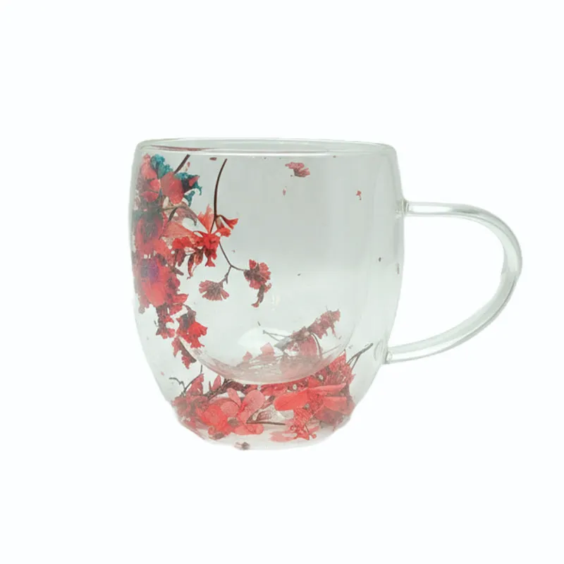 لیوان شیشه ای دوجداره رنگ قرمز